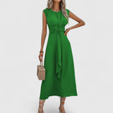 Πηνελόπη - Αέρινο μάξι φόρεμα χωρίς μανίκια με κολακευτικό στρογγυλό ντεκολτέ