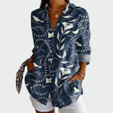 Στυλάτη μπλούζα με λουλουδάτο σχέδιο