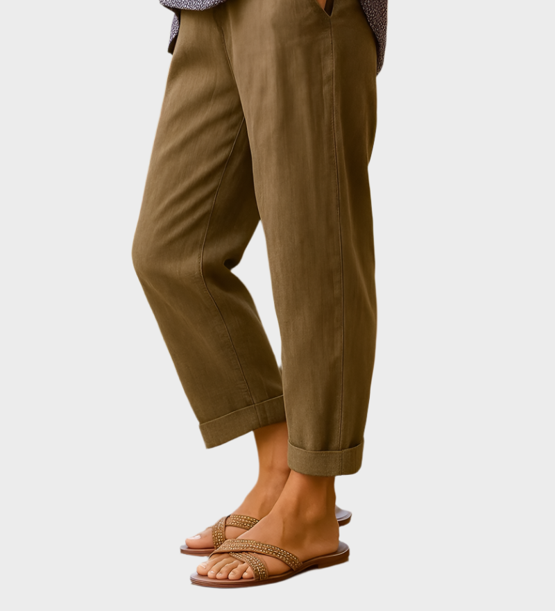 Καλοκαιρινό Παντελόνι από Λινό και Βαμβάκι