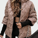 Βαμβακερό Μπουφάν με Κουκούλα και Μακριά Μανίκια με Σχέδιο Καπιτονέ