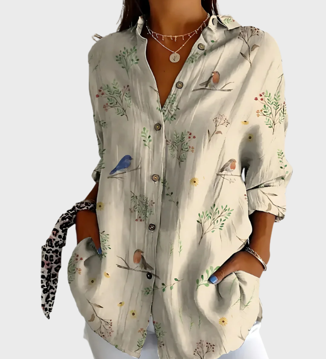 Μπλούζα Βαμβακερή με Φλοράλ Σχέδιο