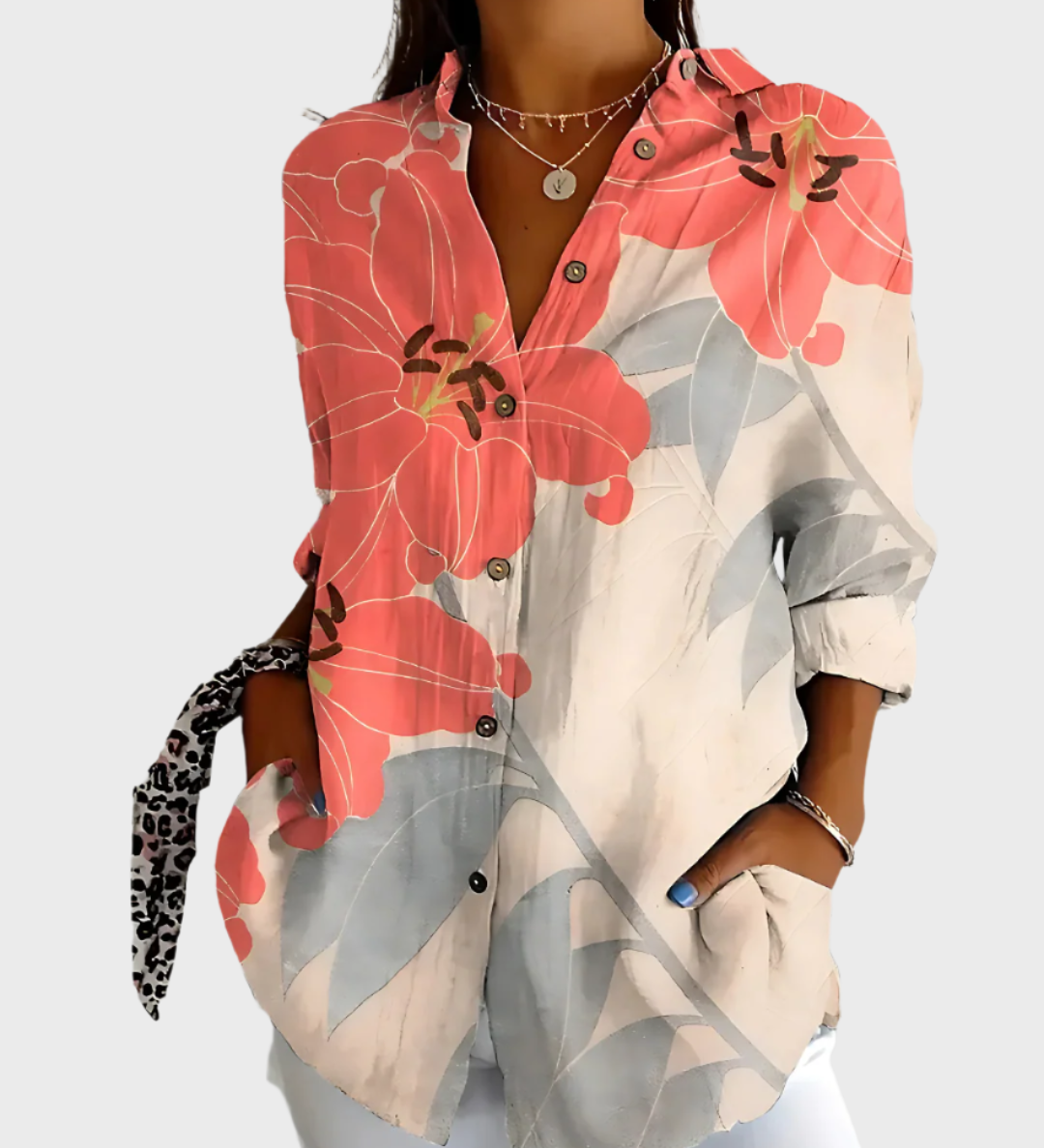 Μπλούζα Βαμβακερή με Φλοράλ Σχέδιο