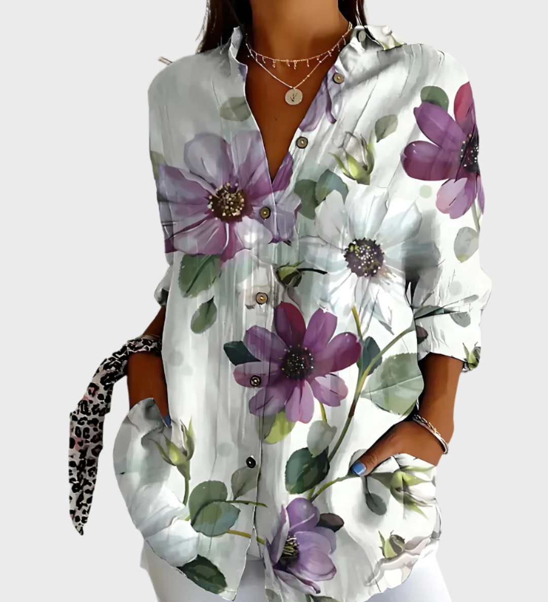 Μπλούζα Βαμβακερή με Φλοράλ Σχέδιο