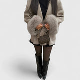 Ανθή - Κομψό παλτό με λεπτομέρειες από οικολογική γούνα