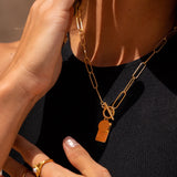 Χρυσό Κολιέ με Ορθογώνιο Κούμπωμα