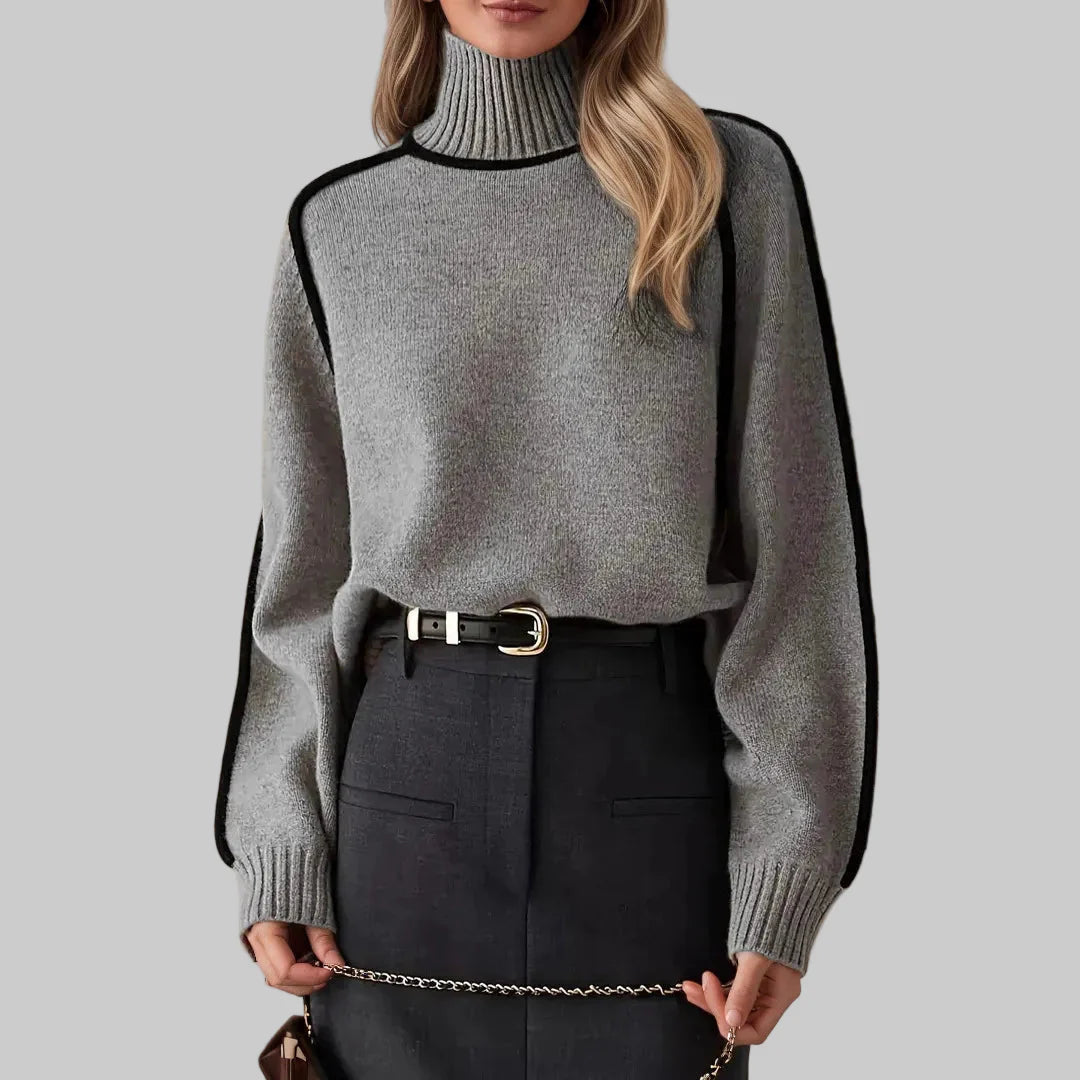 Βασιλική - Κομψό μονόχρωμο πουλόβερ με ψηλό γιακά