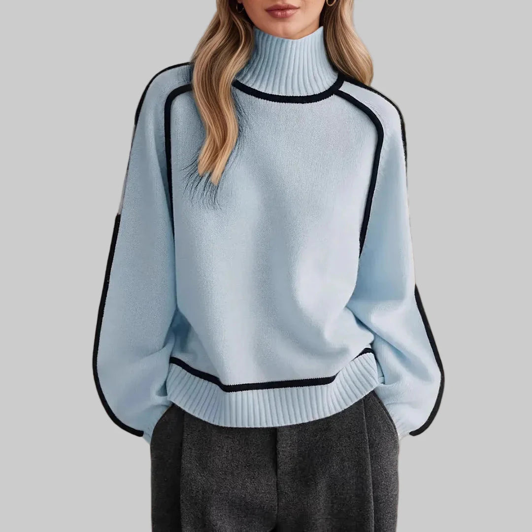 Βασιλική - Κομψό μονόχρωμο πουλόβερ με ψηλό γιακά