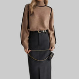 Βασιλική - Κομψό μονόχρωμο πουλόβερ με ψηλό γιακά