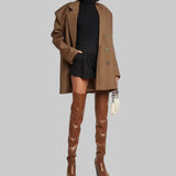 Daphne - Μπότες με τακούνι πάνω από το γόνατο με δερμάτινη εμφάνιση