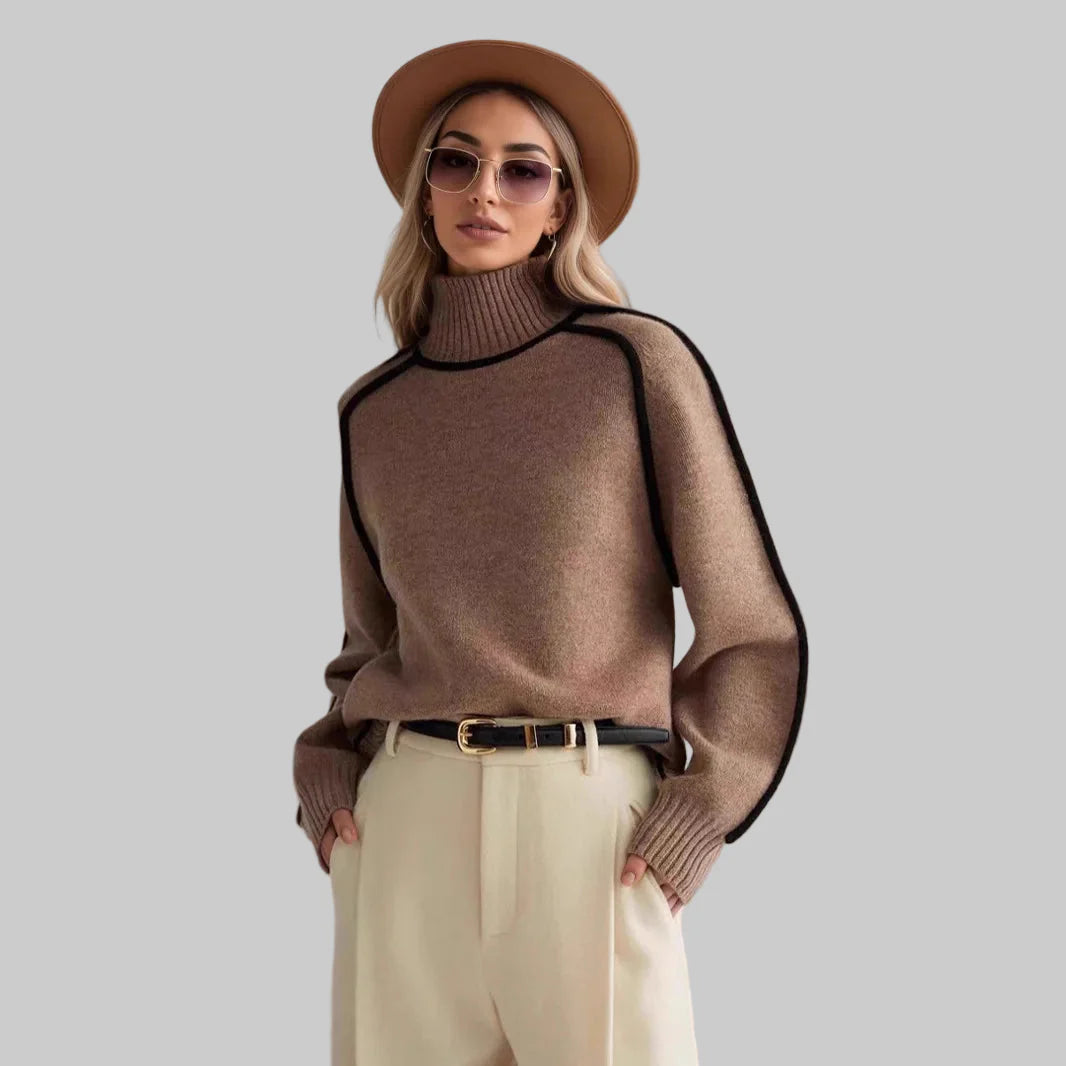 Βασιλική - Κομψό μονόχρωμο πουλόβερ με ψηλό γιακά