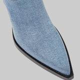 Daphne - Μπότες με τακούνι πάνω από το γόνατο με δερμάτινη εμφάνιση