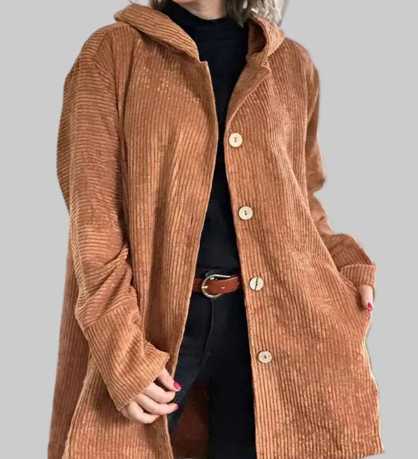 Cordia - Κοτλέ Μπουφάν με Κουκούλα