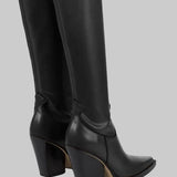 Daphne - Μπότες με τακούνι πάνω από το γόνατο με δερμάτινη εμφάνιση