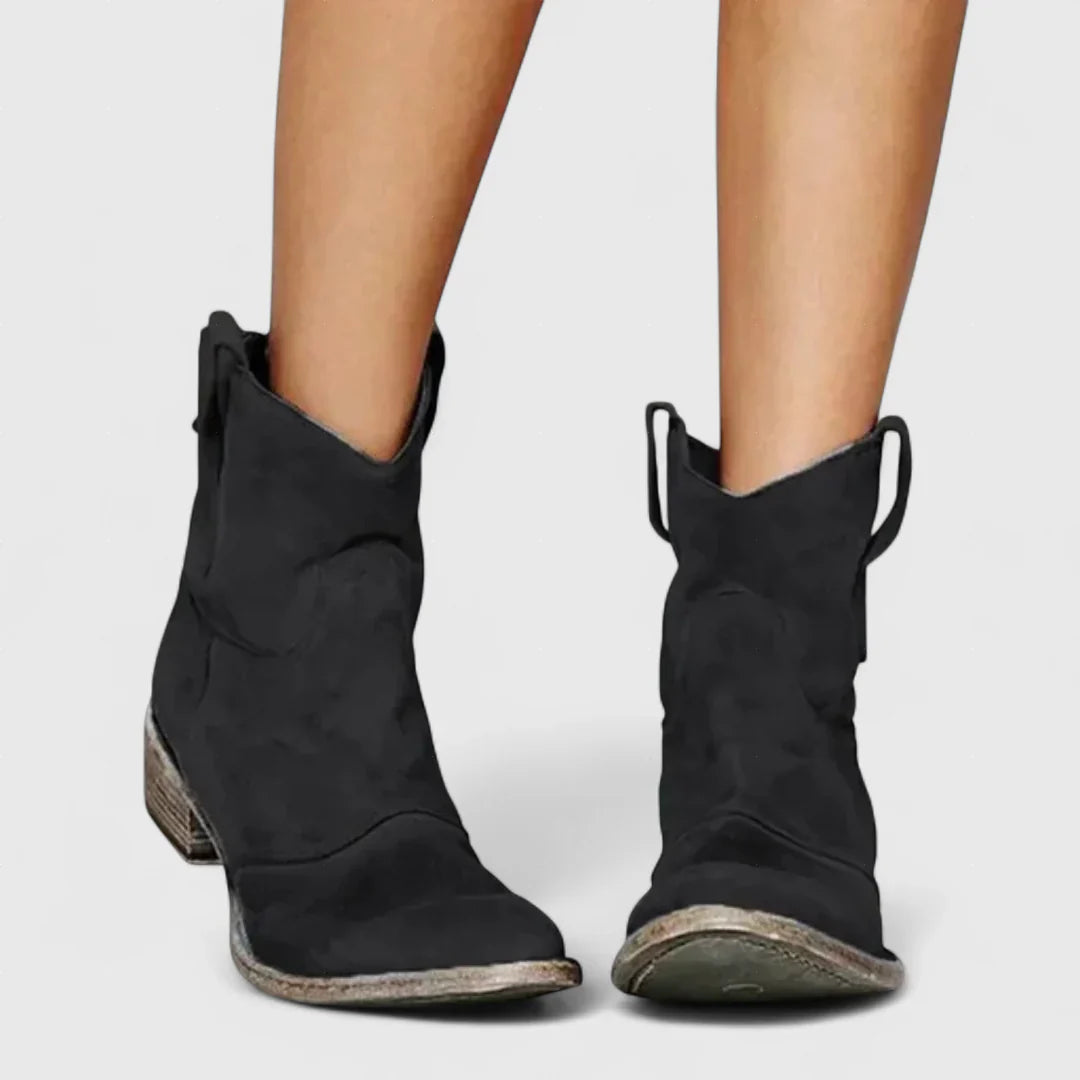 Καλλιθέα - Μποτάκια τύπου cowboy σε ρετρό γραμμή, μέχρι τον αστράγαλο, με κομψό φινίρισμα