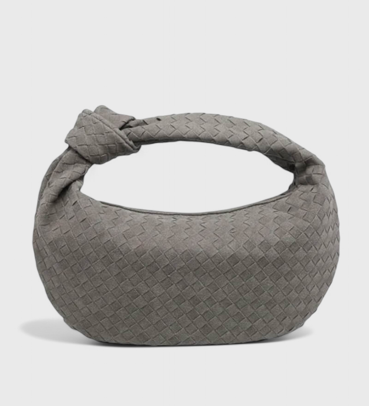 Μωβ Μεσαία Τσάντα Υφασμένη με Λεπτομέρεια Κόμπου