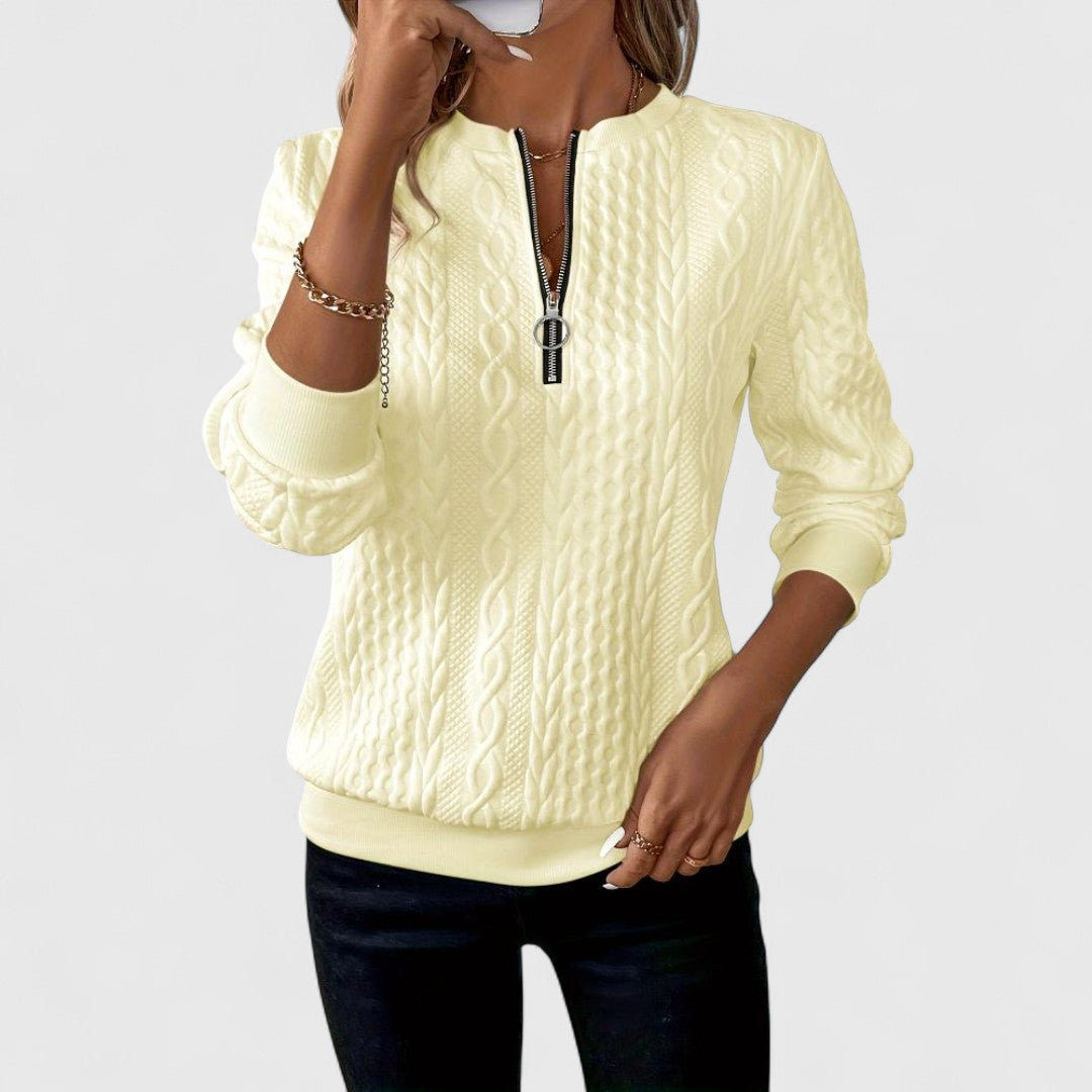 Παγώνα - Γυναικεία ζακέτα με φερμουάρ και πλέξη καλωδίου για κομψή άνεση